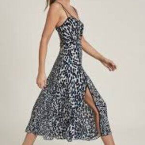 Reiss Nerissa Black and White Backless Halter Sundress 0